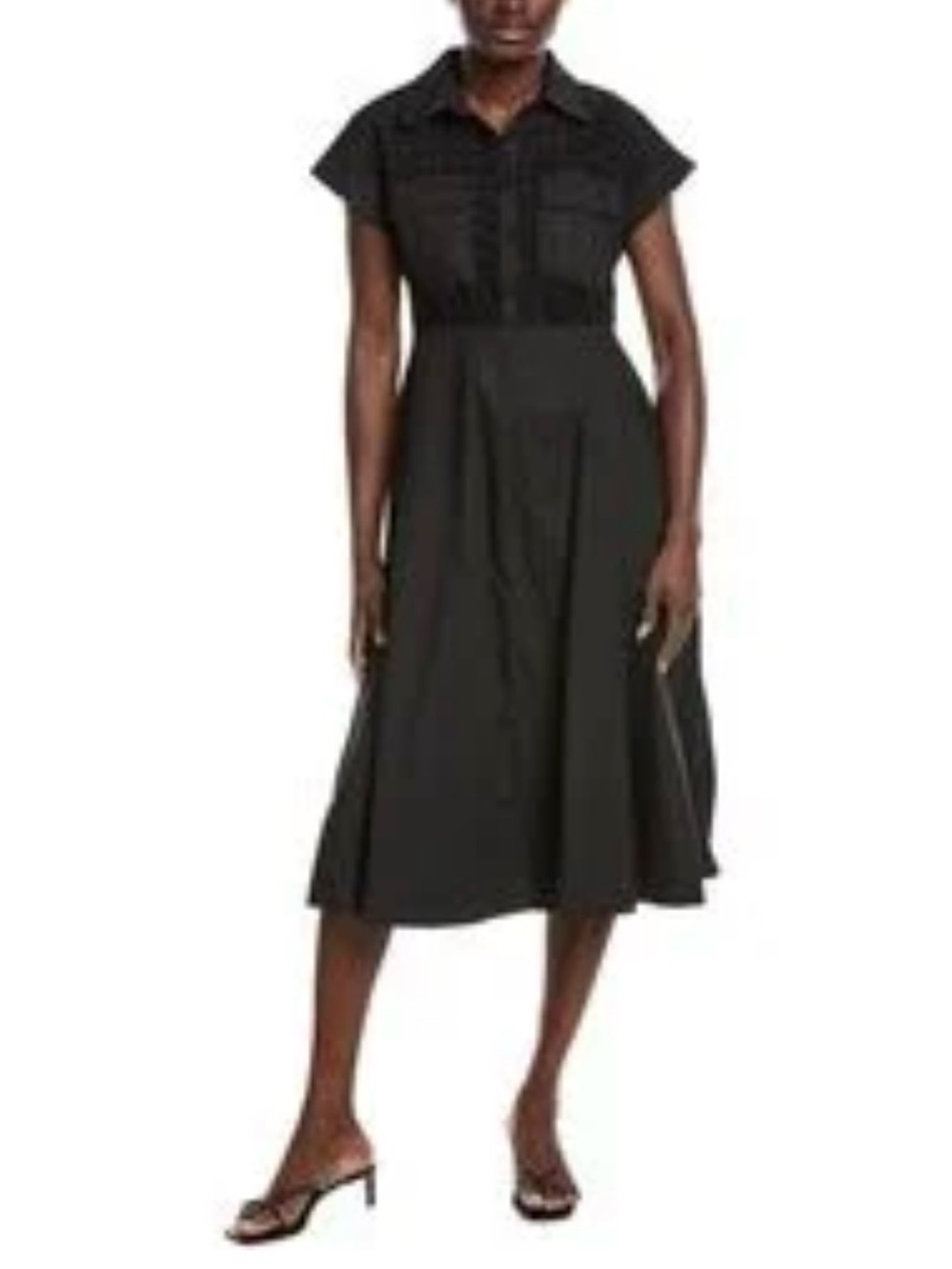 Gracia Eyelet Bodice Tie Waist Midi Dress